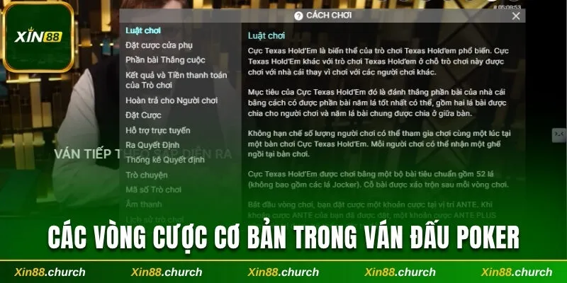 Các vòng cược cơ bản trong ván đấu Poker